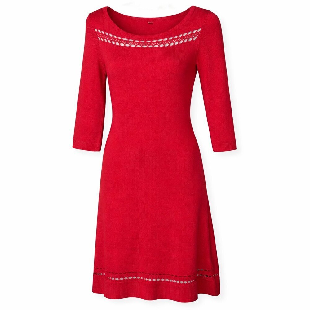 LIZ CLAIBORNE Red ¾” Sleeve Sweater Dress